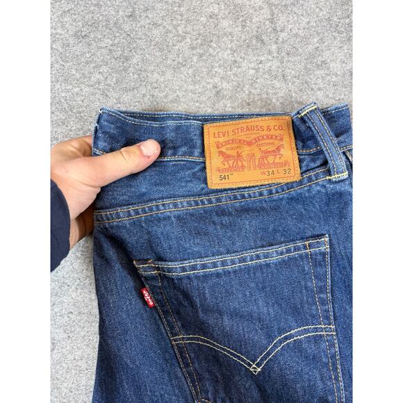 Levis 741 Straight Jeans Mens 34x31 Blue Red Tab White Oak Cone Denim Grunge USA - Picture 2 of 9